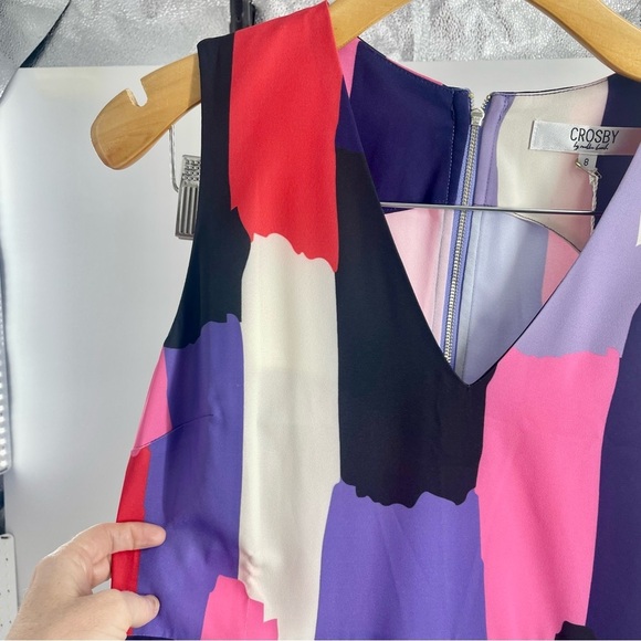 NWT CROSBY by Mollie‎ Burch Kristie dress Pink Purple Colorful V Neck size 8 - Picture 3 of 13